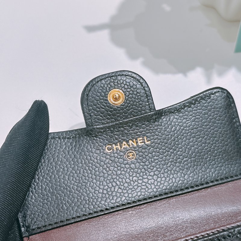 TW4843 Chanel 香奈兒 經典 三摺疊 短銀包 黑金 荔枝皮 Classic Flap Short Wallet Caviar Black x GHW-8