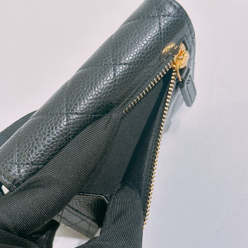 TW4843 Chanel 香奈兒 經典 三摺疊 短銀包 黑金 荔枝皮 Classic Flap Short Wallet Caviar Black x GHW-12