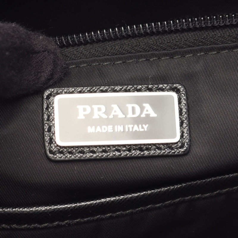 PRADA TESSUTO 雙肩包 2VZ028 尼龍 Saffiano 皮革 黑色 二手 男款-4