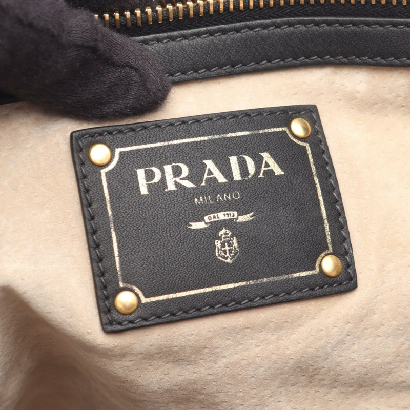 PRADA 柔軟小牛皮 2WAY 單肩手提包 黑色 二手 女士-3