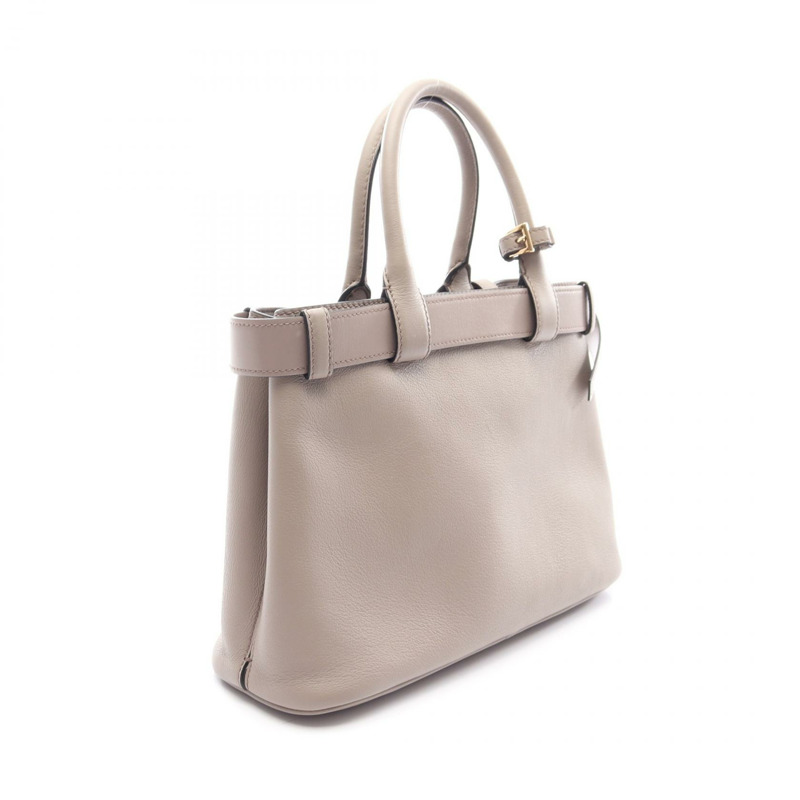 PRADA 扣環中型肩挎包/斜背包 1BA434 米色皮革 二手-1