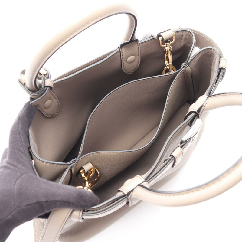PRADA 扣環中型肩挎包/斜背包 1BA434 米色皮革 二手-2
