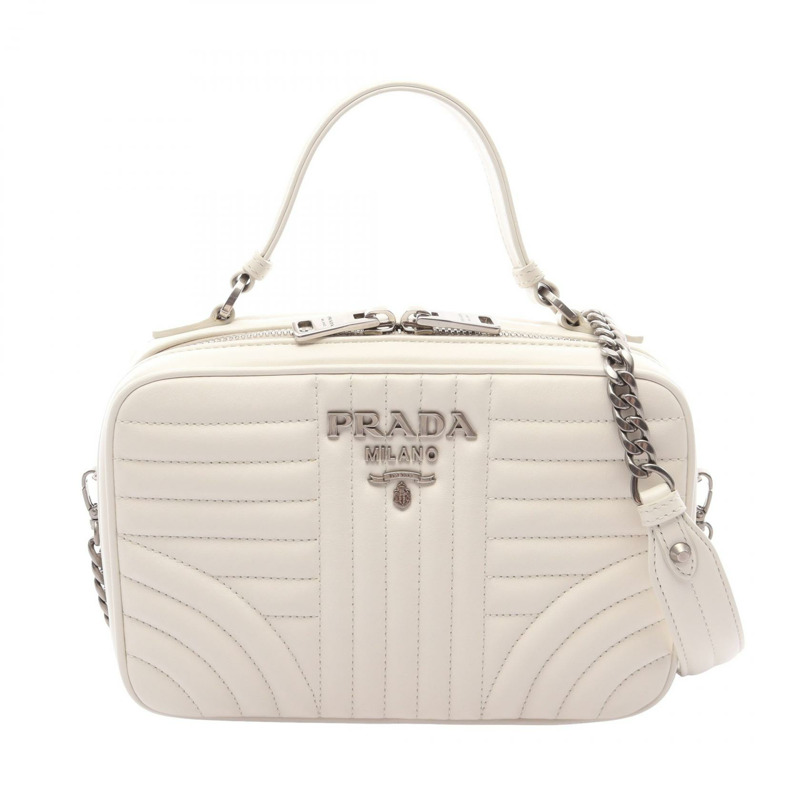 PRADA Diagramme 肩挎包 白色皮革 SHW 二手女士-0