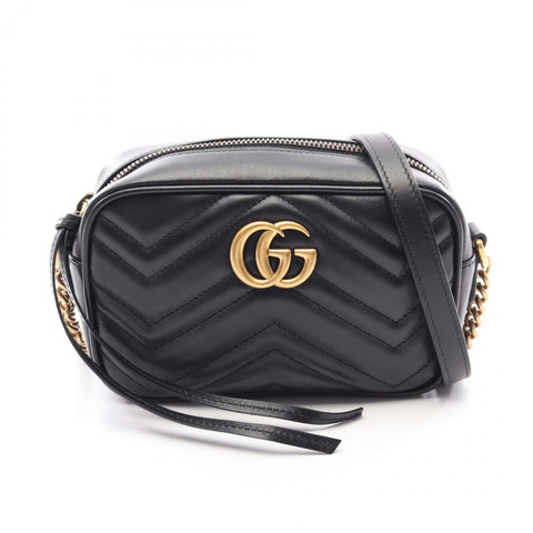 GUCCI GG Marmont 絎縫迷你鏈條單肩斜背包 448065 皮革 二手