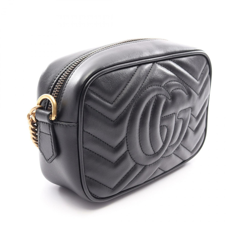 GUCCI GG Marmont 絎縫迷你鏈條單肩斜背包 448065 皮革 二手-1