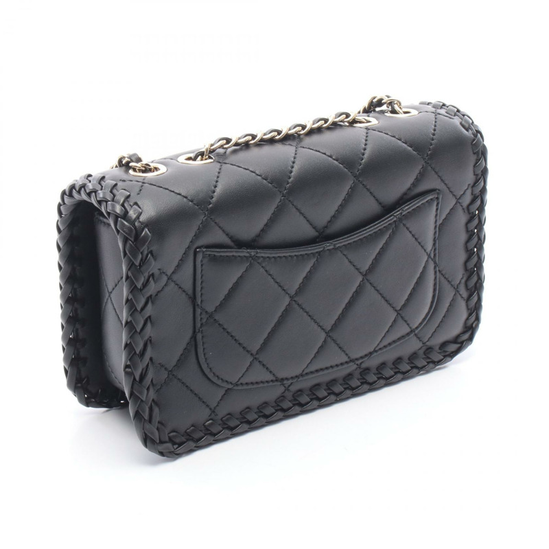 香奈兒 (CHANEL) 絎縫全翻蓋鏈條單肩背包 AS4234 羊皮黑色 二手 金色五金-1