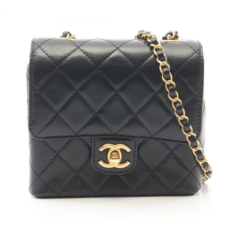 香奈兒 (CHANEL) 絎縫鏈條斜背單肩手提包 AS3648 黑色皮革 二手 金色五金