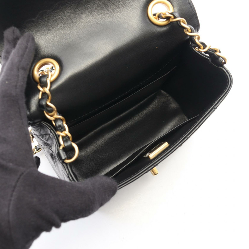 香奈兒 (CHANEL) 絎縫鏈條斜背單肩手提包 AS3648 黑色皮革 二手 金色五金-2