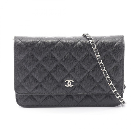 香奈兒 (CHANEL) 絎縫鏈條斜背單肩手提包 AP0250 皮革 BK SHW