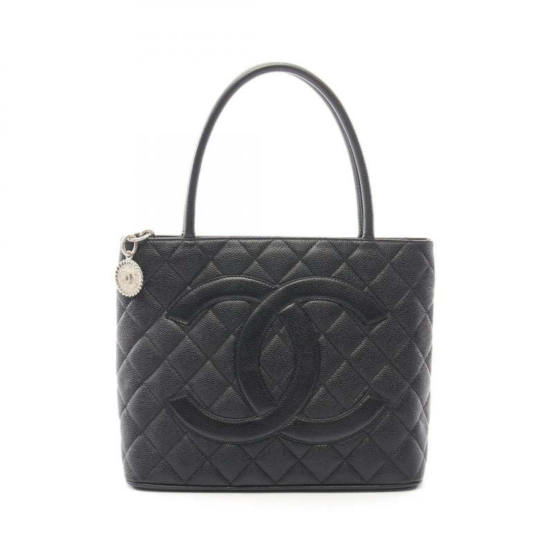 香奈兒 (CHANEL) Medallion 手提包 A01804 小牛皮 黑色 二手 女士 SHW-0