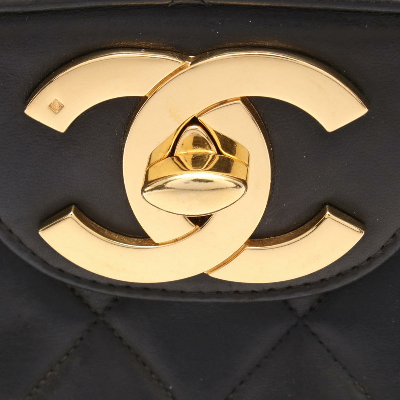 香奈兒 Jumbo Matelasse 30 單翻蓋鏈條肩背包，羊皮材質，黑色，金色五金-12