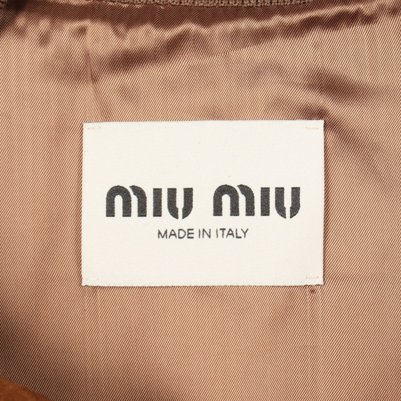 Miu Miu 側開襟蠟面麂皮背心 棕色 #38 二手女款-2