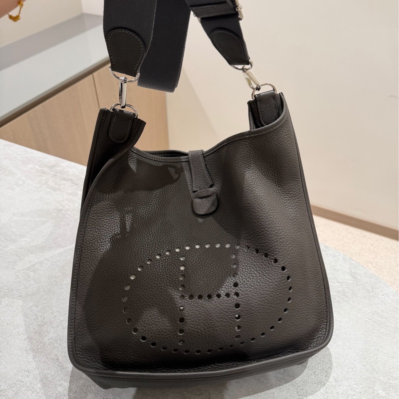 Hermes 愛馬仕Evelyne Bag GM 灰 銀釦 伊芙琳包 III 33 EV33 肩背包 斜背包 側背包-0