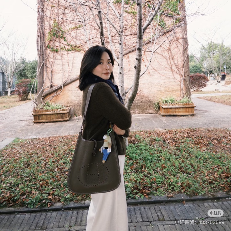 Hermes 愛馬仕Evelyne Bag GM 灰 銀釦 伊芙琳包 III 33 EV33 肩背包 斜背包 側背包-3