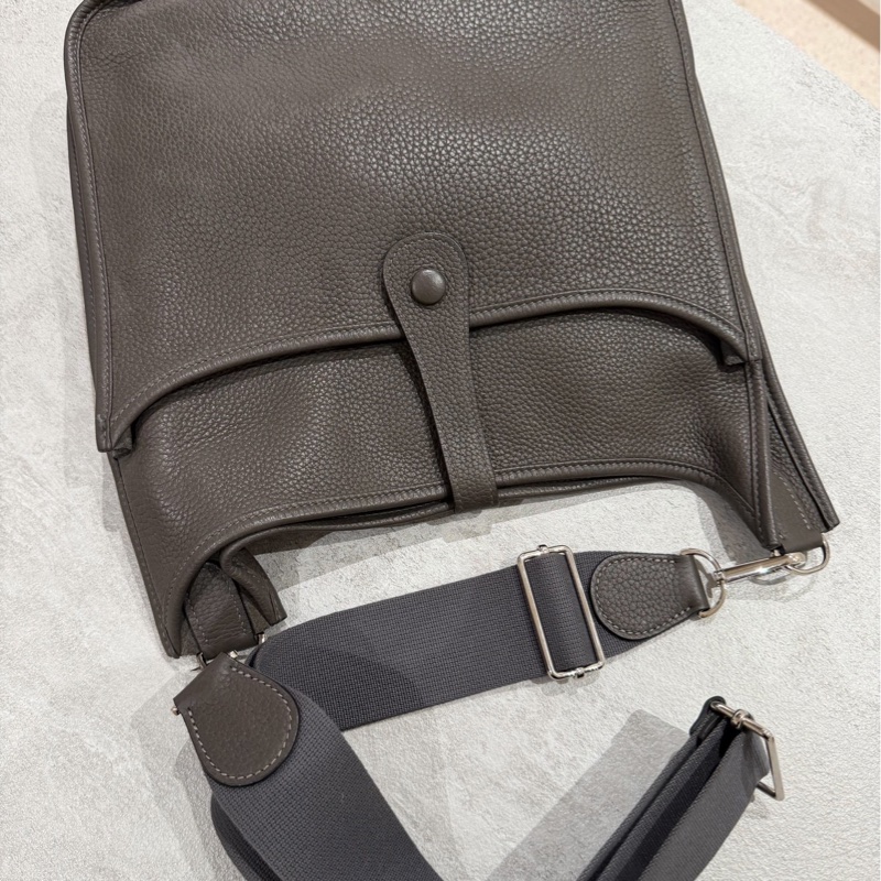 Hermes 愛馬仕Evelyne Bag GM 灰 銀釦 伊芙琳包 III 33 EV33 肩背包 斜背包 側背包-9