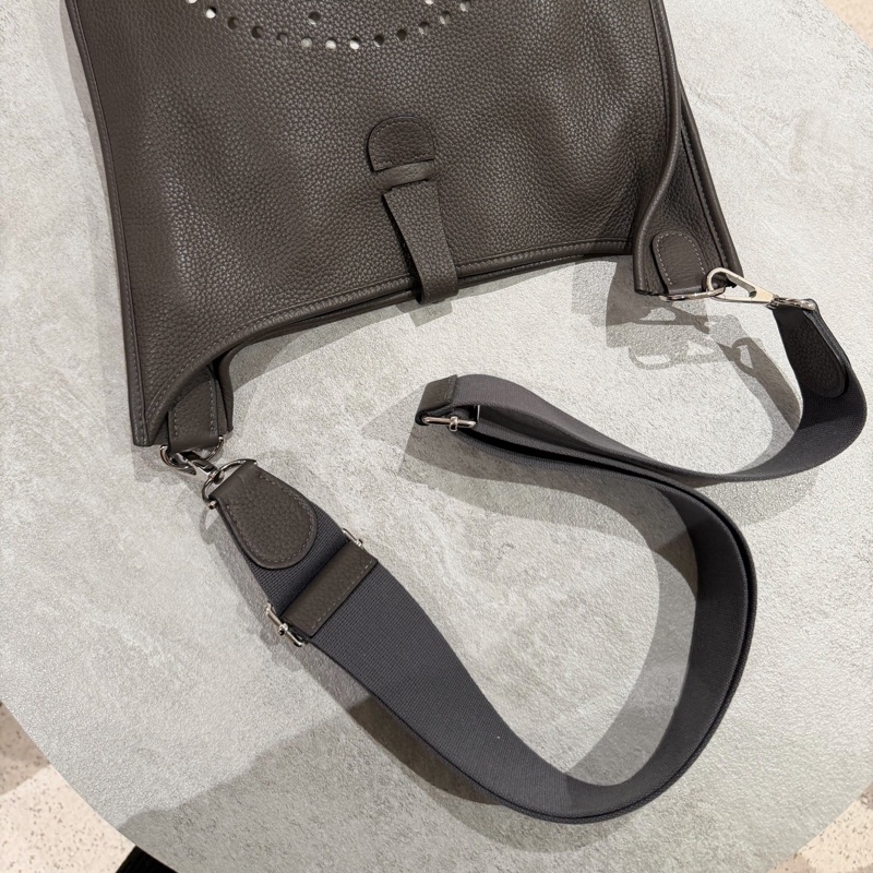 Hermes 愛馬仕Evelyne Bag GM 灰 銀釦 伊芙琳包 III 33 EV33 肩背包 斜背包 側背包-25