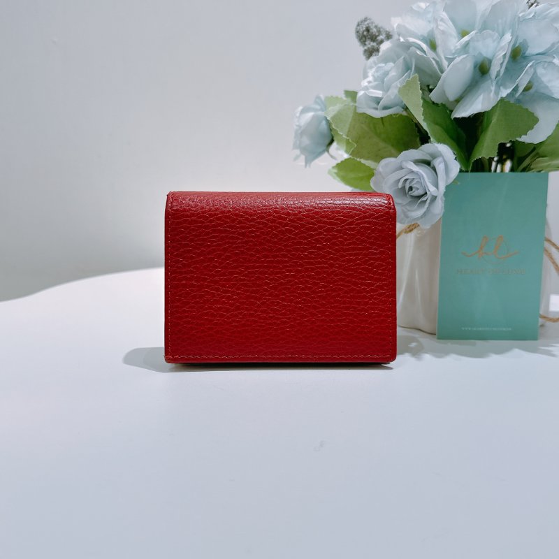 TW4845 Gucci 古馳 真皮短錢包 真皮 GG Marmont Tri-Fold Wallet Red x GHW-1