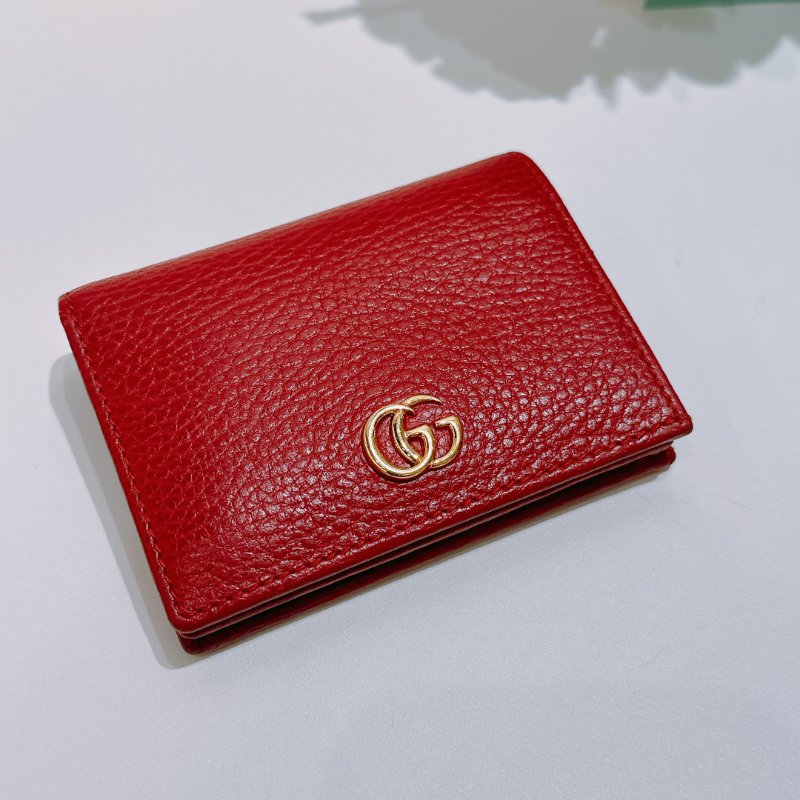 TW4845 Gucci 古馳 真皮短錢包 真皮 GG Marmont Tri-Fold Wallet Red x GHW-2