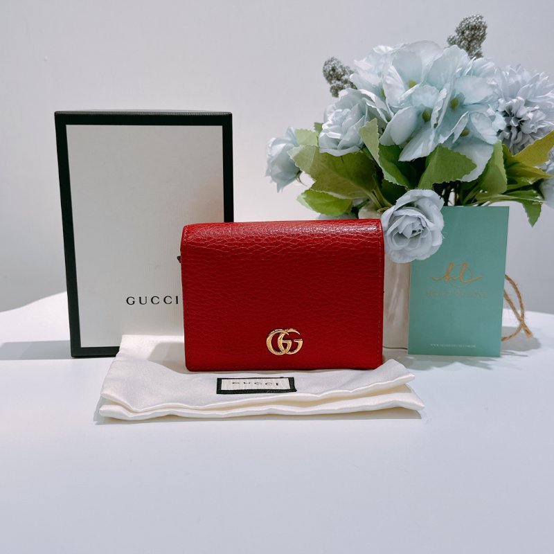 TW4845 Gucci 古馳 真皮短錢包 真皮 GG Marmont Tri-Fold Wallet Red x GHW-12
