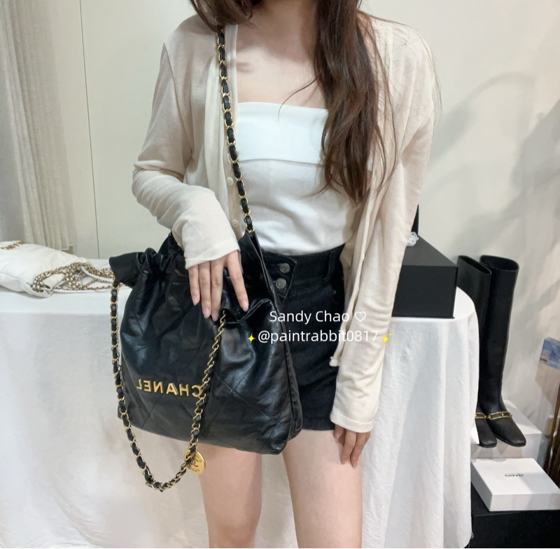 ෆ Chanel 22bag 黑金垃圾袋 小號-0