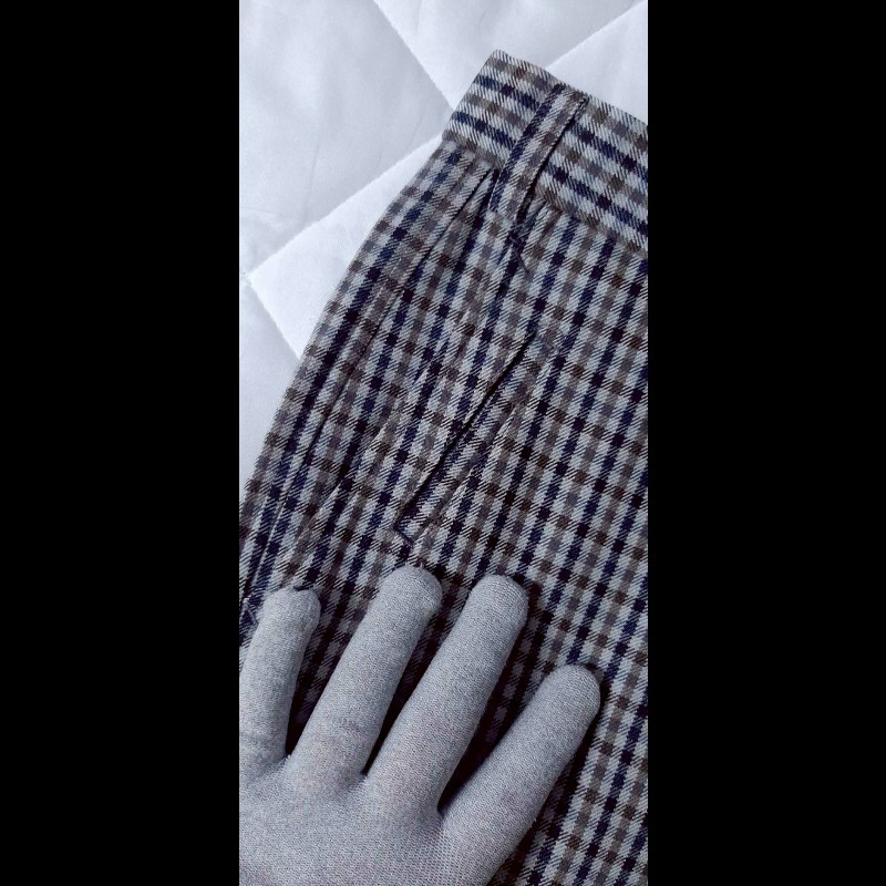 絕版稀有美品BURBERRYS博柏利 戰馬 男千鳥格紋純羊毛休閒長褲79號-2