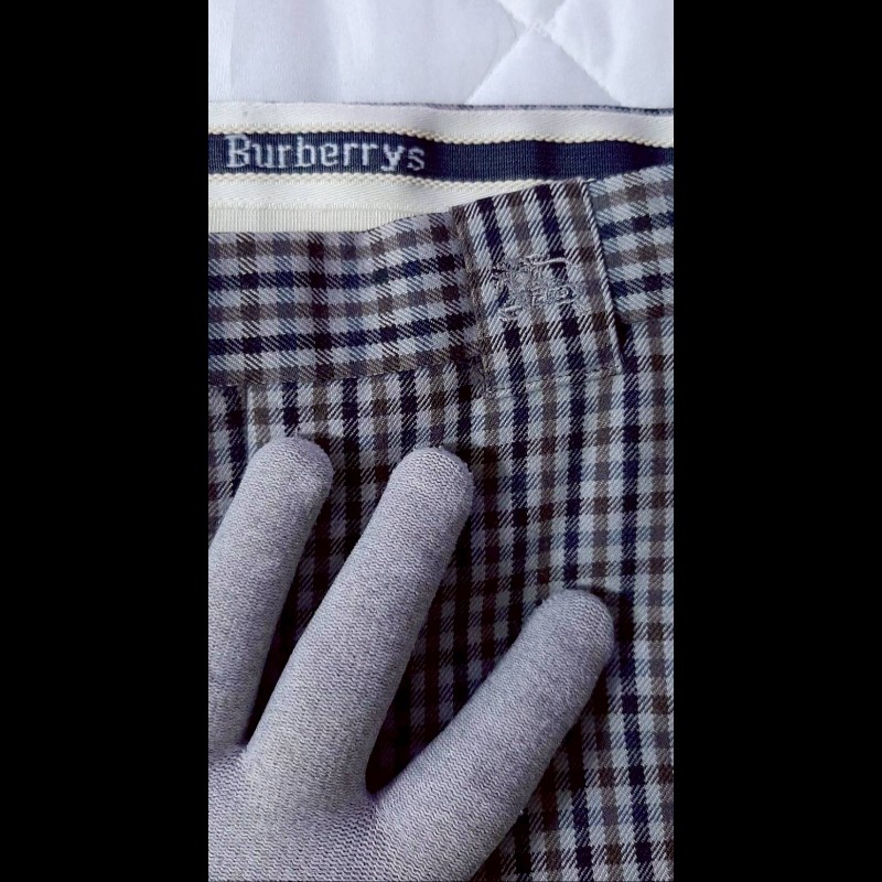 絕版稀有美品BURBERRYS博柏利 戰馬 男千鳥格紋純羊毛休閒長褲79號-3