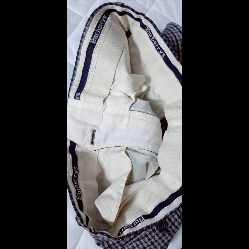 絕版稀有美品BURBERRYS博柏利 戰馬 男千鳥格紋純羊毛休閒長褲79號-6