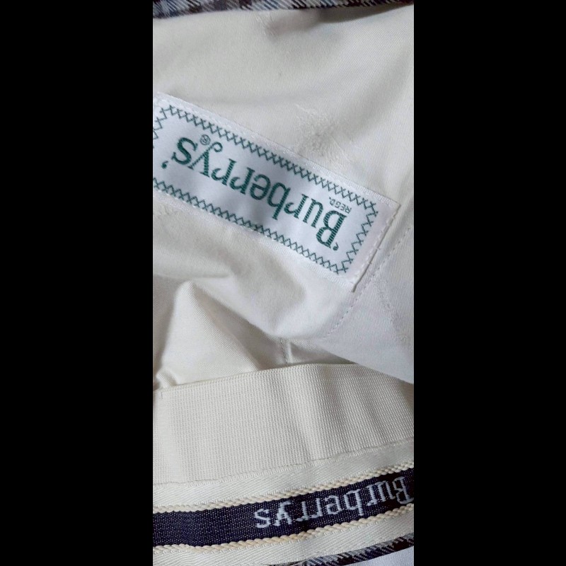 絕版稀有美品BURBERRYS博柏利 戰馬 男千鳥格紋純羊毛休閒長褲79號-7