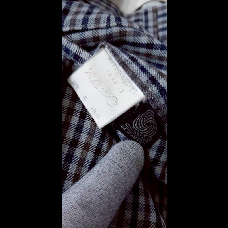 絕版稀有美品BURBERRYS博柏利 戰馬 男千鳥格紋純羊毛休閒長褲79號-8
