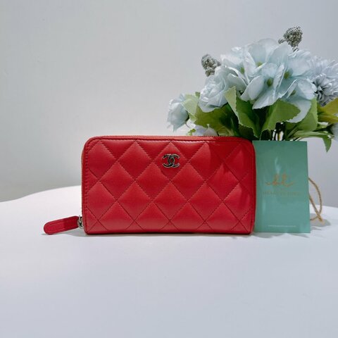 TW4844  Chanel 香奈兒 拉鏈 錢包Zipped Wallet Lambskin Pink x PHW
