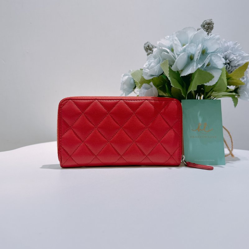 TW4844 Chanel 香奈兒 拉鏈 錢包Zipped Wallet Lambskin Pink x PHW-1