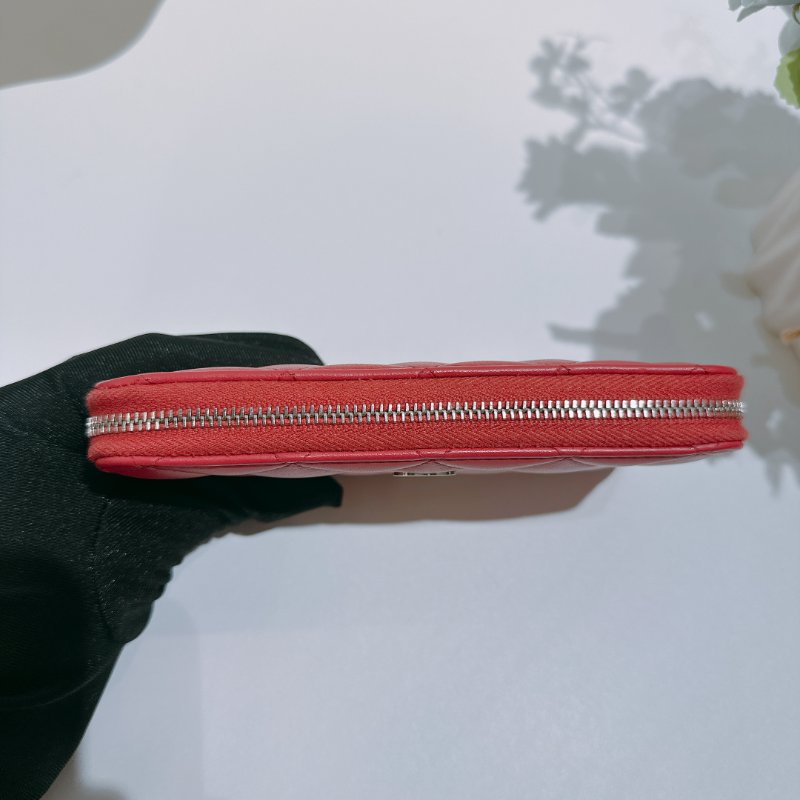 TW4844 Chanel 香奈兒 拉鏈 錢包Zipped Wallet Lambskin Pink x PHW-2