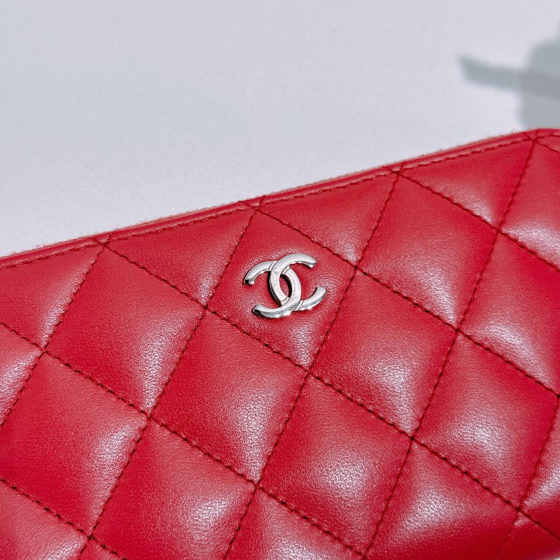 TW4844 Chanel 香奈兒 拉鏈 錢包Zipped Wallet Lambskin Pink x PHW-6