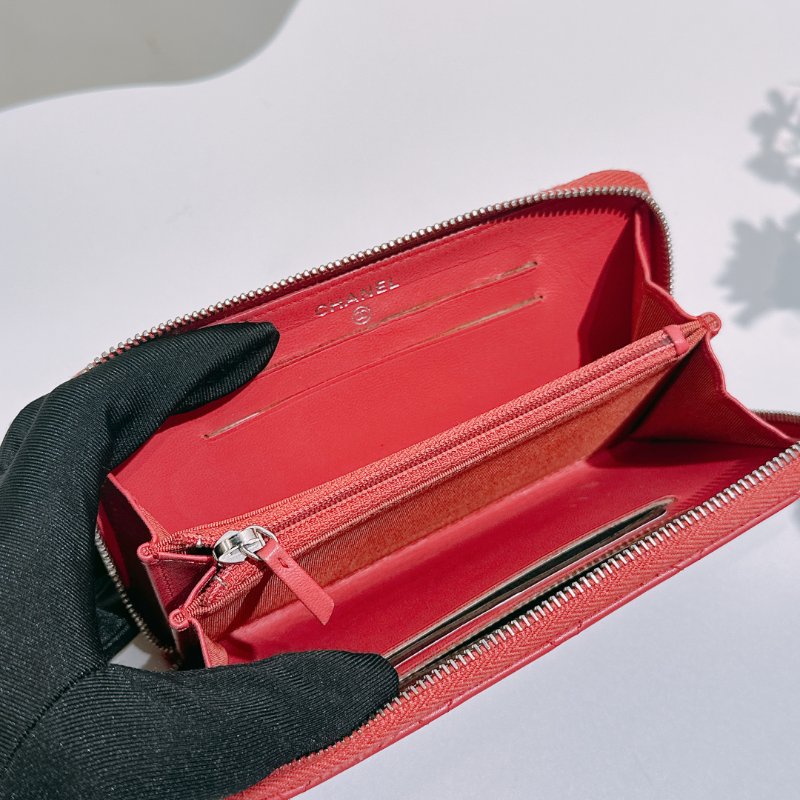 TW4844 Chanel 香奈兒 拉鏈 錢包Zipped Wallet Lambskin Pink x PHW-7