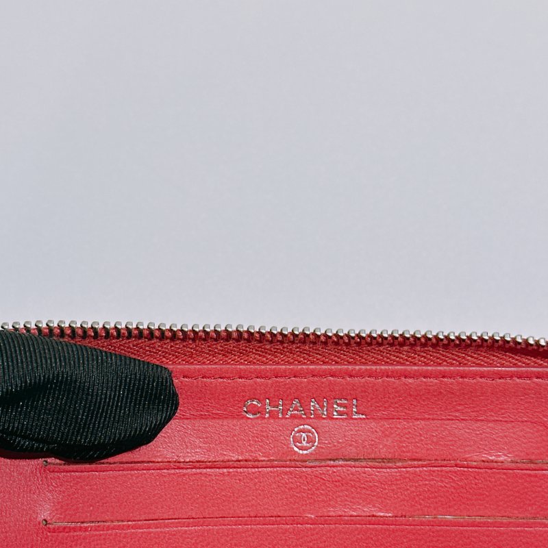 TW4844 Chanel 香奈兒 拉鏈 錢包Zipped Wallet Lambskin Pink x PHW-8