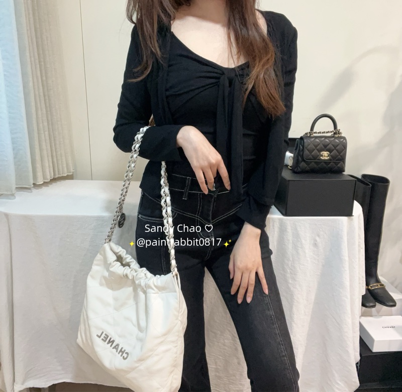 ෆ Chanel 22bag 垃圾袋白銀小號🈶購證-2