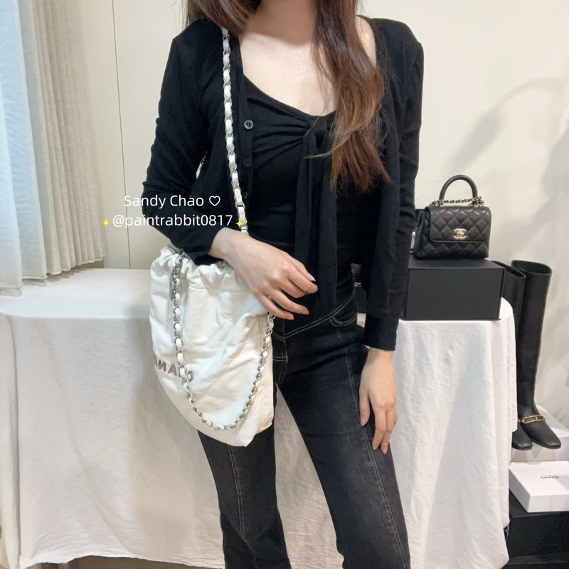 ෆ Chanel 22bag 垃圾袋白銀小號🈶購證-3
