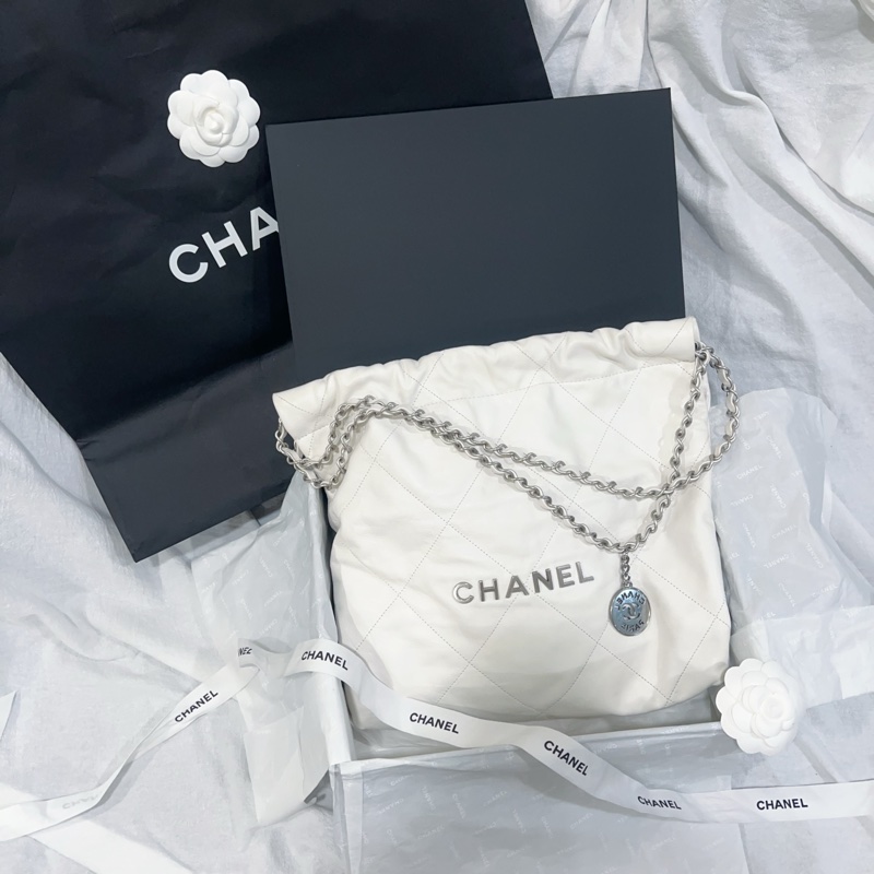 ෆ Chanel 22bag 垃圾袋白銀小號🈶購證-4