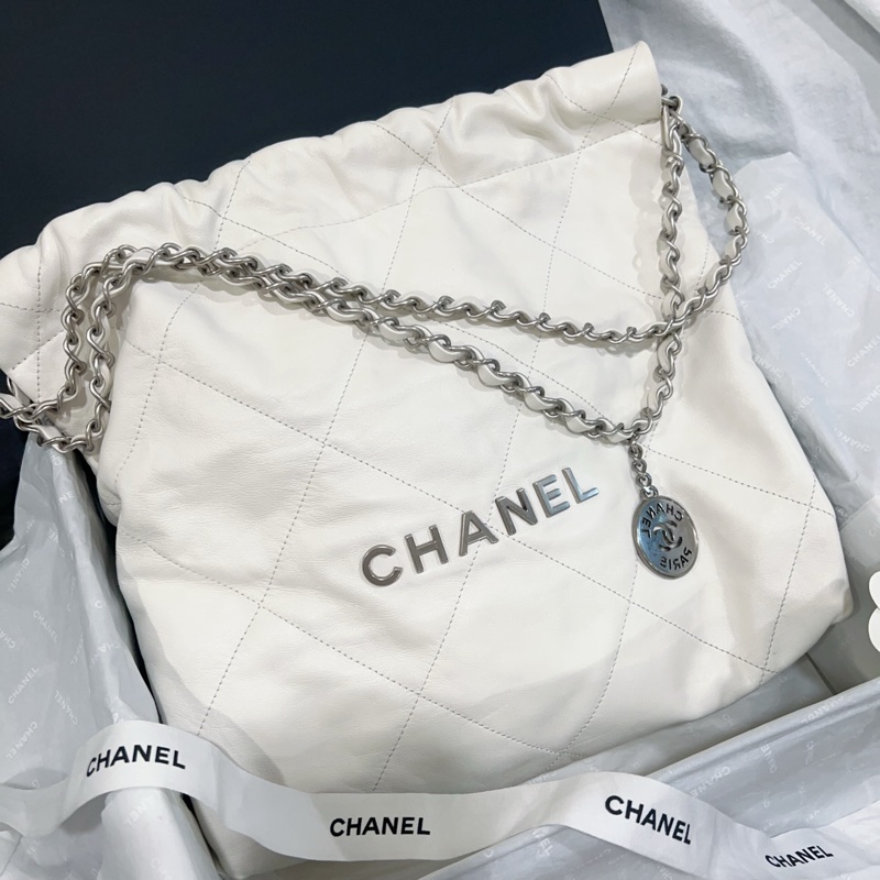 ෆ Chanel 22bag 垃圾袋白銀小號🈶購證-5