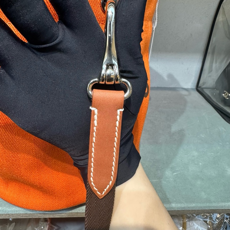 98-99新Hermès愛馬仕橘色帆布水桶包 無附件 刻印框q 尺寸22×22×23-12