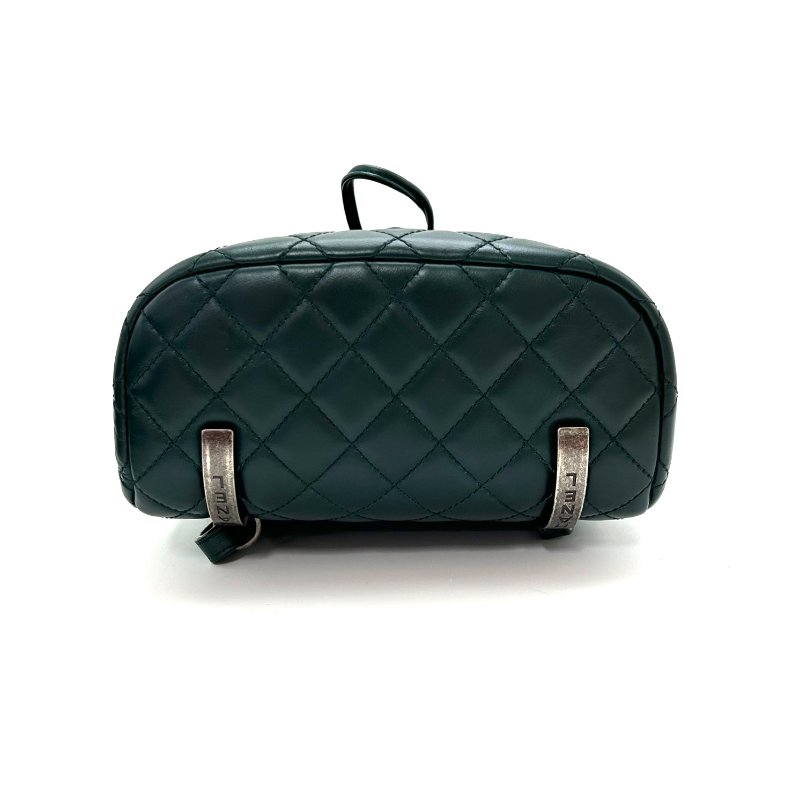 CHANEL 綠色銀扣油蠟牛皮 薩爾蘇堡後背包20*22*10 98新配件塵袋 保卡-4