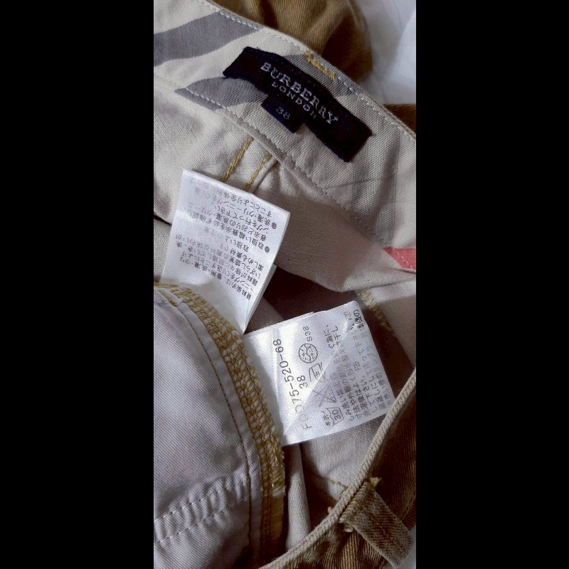 （日本製MIJ）BURBERRY 博柏利 LONDON 女棕色＆經典格紋七分牛仔褲38號-8