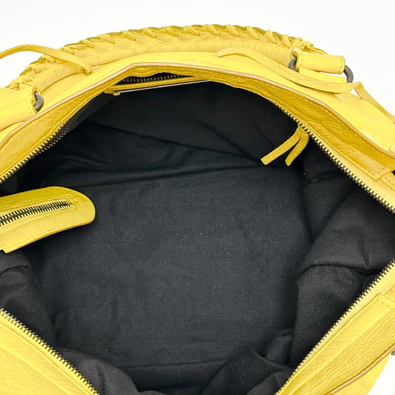 BALENCIAGA 黃色機車 大號手提肩背斜背包38*24*13 98新配件鏡子 塵袋-3