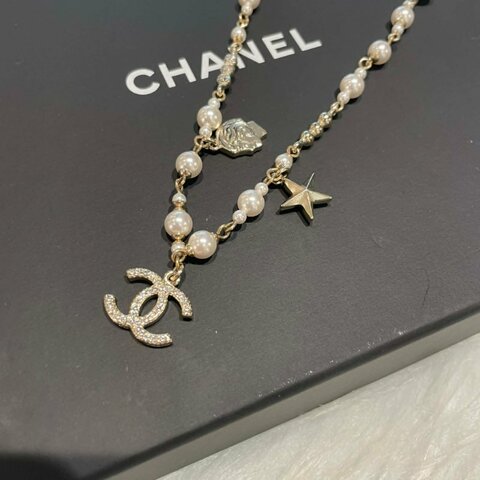 CHAENL 星星雙C珍珠造型項鍊