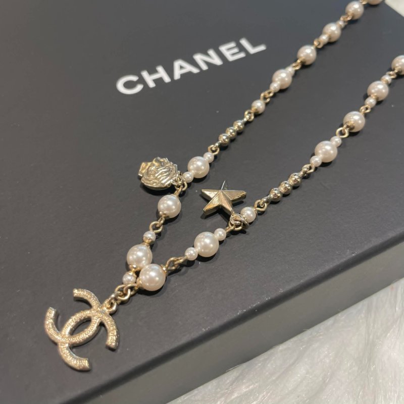 CHAENL 星星雙C珍珠造型項鍊-2