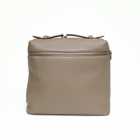 LORO PIANA L23.5徽標雙肩包大象灰牛皮