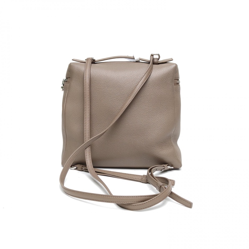 LORO PIANA L23.5徽標雙肩包大象灰牛皮-2