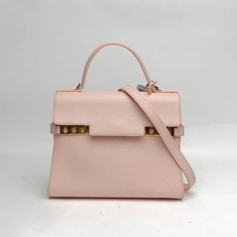 DELVAUX Tempete中號27.5粉色牛皮金扣