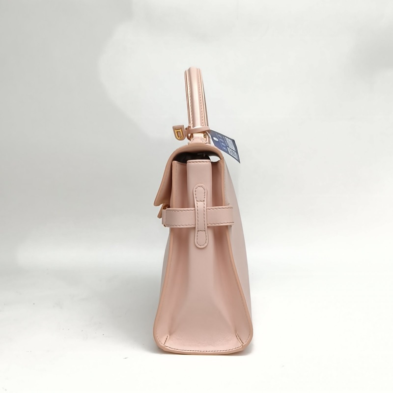 DELVAUX Tempete中號27.5粉色牛皮金扣-1