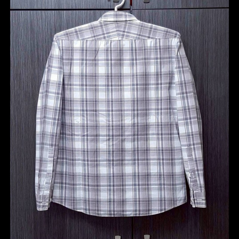 絕版BURBERRY 博柏利 BLACK LABEL 黑標 戰馬 男馬德拉斯格紋長袖襯衫2號-1